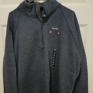 NWT Chap's Men's XL Embroidered 1/4 Zip Long Sleeve Gray Sweatshirt Warm Man's